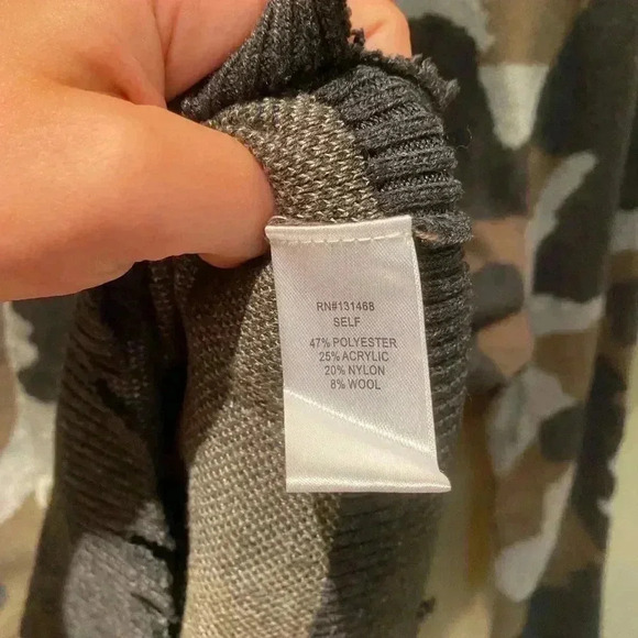 FATE DISTRESSED CAMO SWEATER PULLOVER - Picture 3 of 4